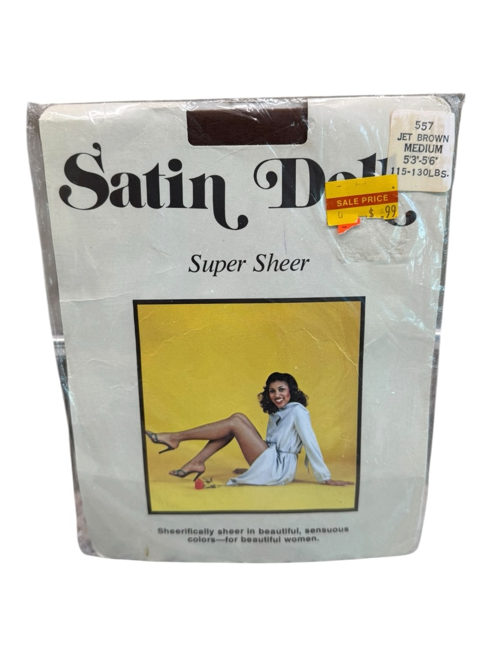 Vintage Satin Doll Super Sheer 100% Nylon Pantyhose Jet Brown Medium